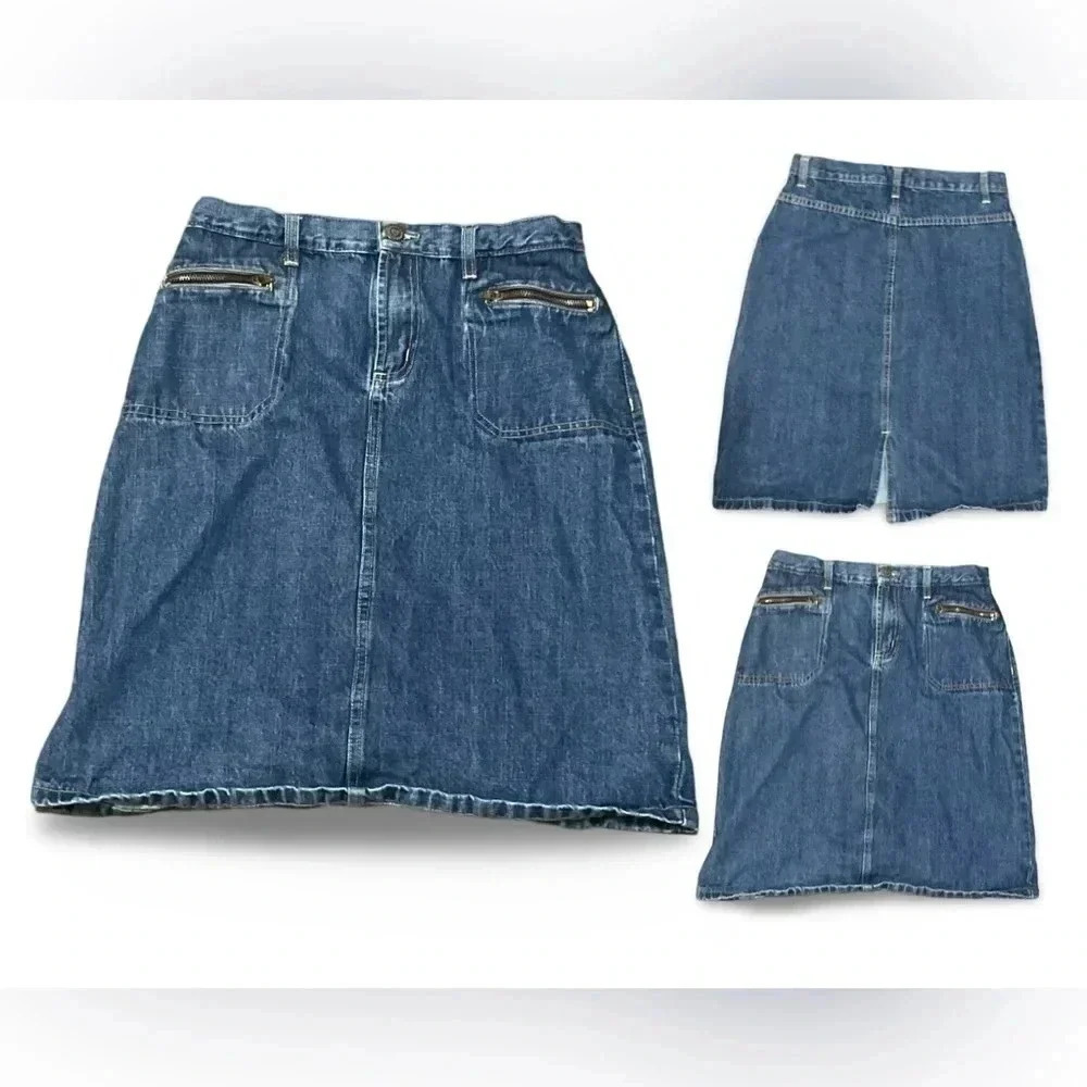 Vintage Y2K Kids XL Denim Skirt with Back Split - Size 14/16